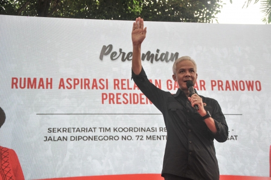 Ganjar Pranowo Pidato Menggebu-Gebu saat Peresmian Rumah Aspirasi Relawan