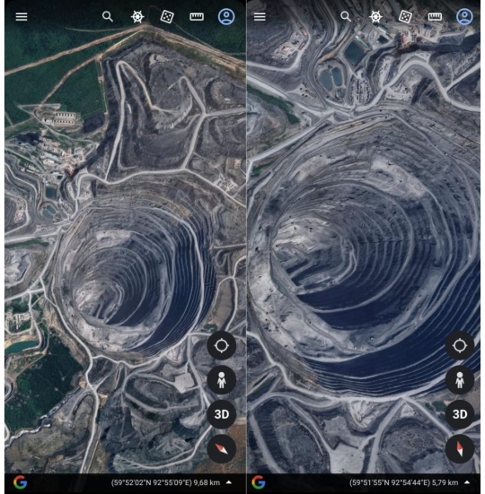 Foto Menyeramkannya Lubang Raksasa Tambang Emas di Bumi Dilihat dari Google Earth