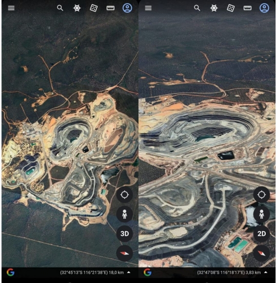 Foto Menyeramkannya Lubang Raksasa Tambang Emas di Bumi Dilihat dari Google Earth