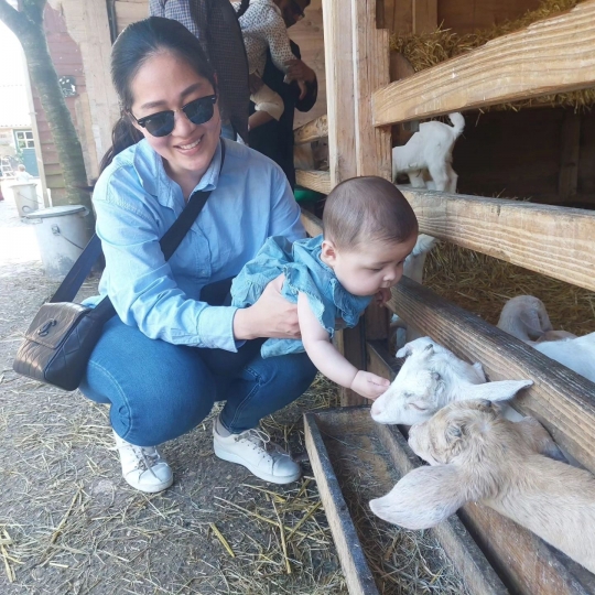 Momen Lucu Baby Nova Anak Gracia Indri Berani Pegang Binatang di Peternakan, Gemesin!