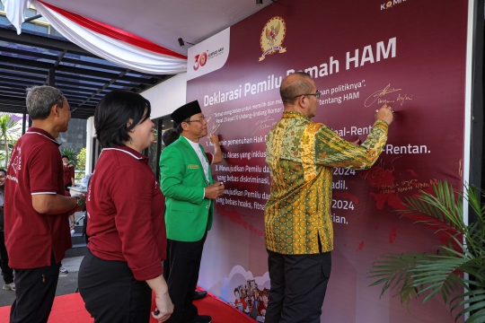 KPU hingga Bawaslu Gandengan Deklarasi Pemilu Ramah HAM