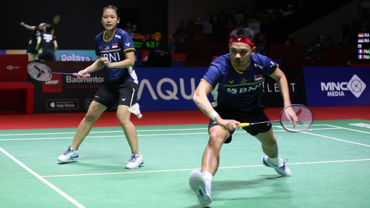 Aksi Rinov/Pitha Tumbangkan Wakil Prancis Dua Set Langsung di Indonesia Open 2023