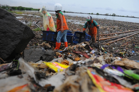 Perjuangan Petugas Angkut Berton-ton Sampah di Pesisir Utara Jakarta