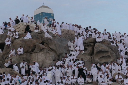 Suasana Jemaah Haji Indonesia Khusyuk Berdoa saat Wukuf di Arafah