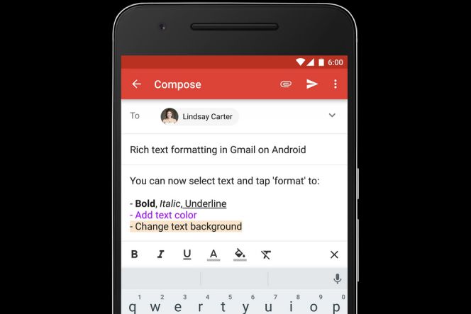 Gmail versi Android kini dukung rich text formatting
