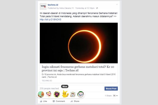 Bagaimana cara mengganti Facebook Reaction dengan emoji lain?