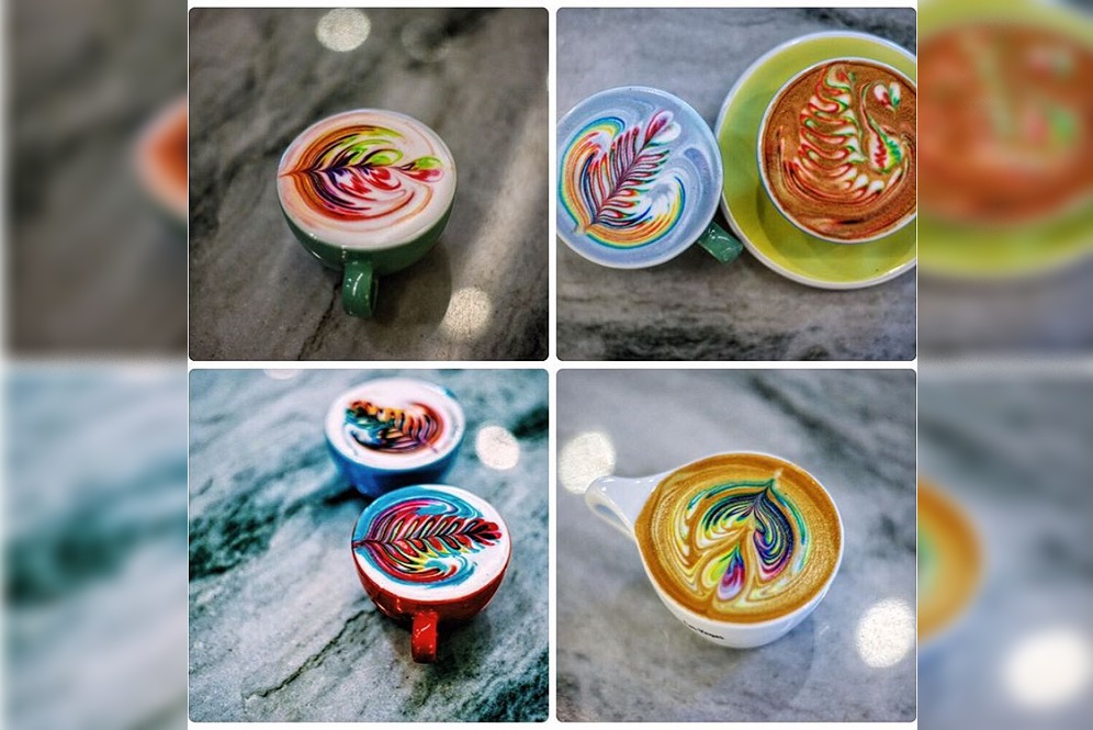 Keren Barista Asal AS Bikin Rainbow Latte Art Mendunia 