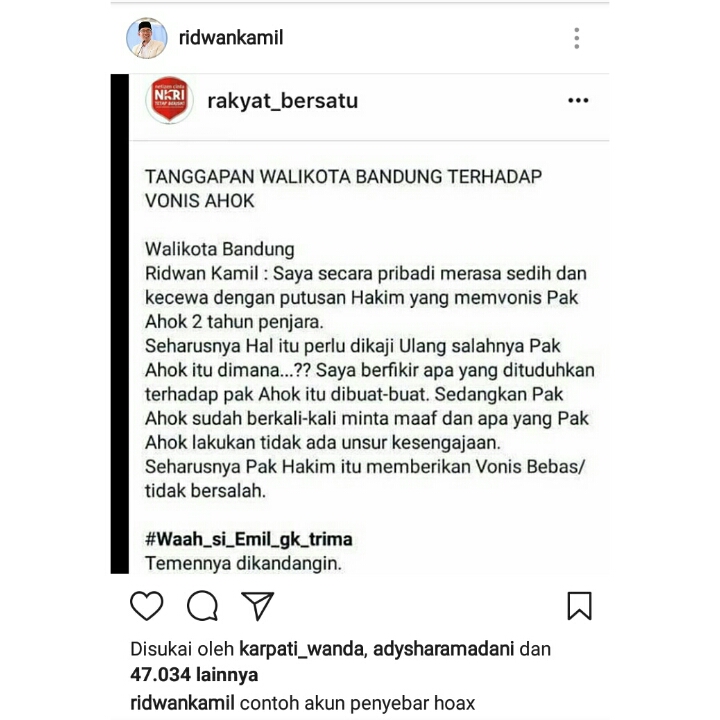 Bandung - Merdeka.com  Ridwan Kamil jadi korban hoax 