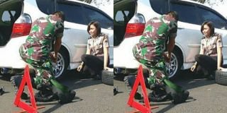 Bantu Ganti Ban Mobil Polwan Cantik, Kisah Prajurit TNI Ini Jadi Viral, 'Kayak FTV!'