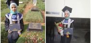 Usai wisuda gadis ini datangi makam ibunya, isi curhatannya bikin terharu