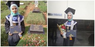 Usai wisuda gadis ini datangi makam ibunya, isi curhatannya bikin terharu