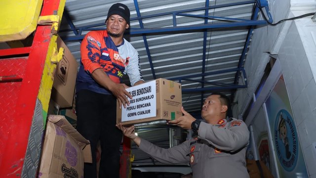 Polres Sukoharjo Kirim Bantuan Korban Gempa Bumi Cianjur