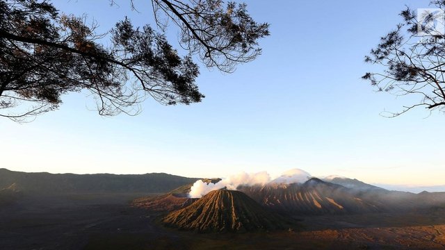 Kawah Gunung Bromo Keluarkan Api