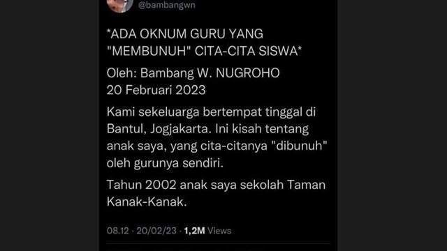 Dosen Warga Bantul Curahkan Hati Cita-Cita Putrinya 'Dibunuh', Begini Ceritanya