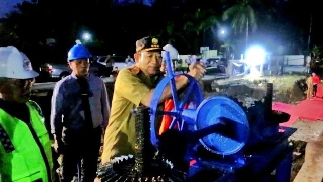 Perumda Air Minum Tirta Satria Bangun Bak Pra Sedimentasi