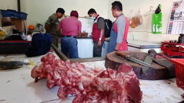 Razia Di Pasar Bendungan, Petugas Temukan Puluhan Kilo Daging Sapi Busuk 