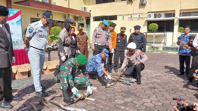 Polres Kulonprogo Musnahkan Barang Bukti Sitaan Operasi Pekat