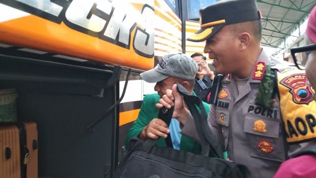 Polres Boyolali Fasilitasi Dua Armada Bus Mudik Arus Balik