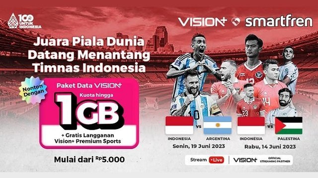 Pertandingan Indonesia-Argentina, Makin Mudah dengan Paket Data Smartfren Vision+