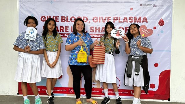Souvenir dari Hasil Jualan, SD Mutiara Persada Gelar Donor Darah Bareng PMI Bantul