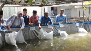 Bupati OKI Tebar 4000 Benih Ikan Gurami di Desa Anyar