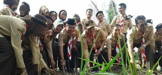 Pramuka OKI Peduli Tani, Tanam Singkong di Lahan Seluas 7,5 Hektar