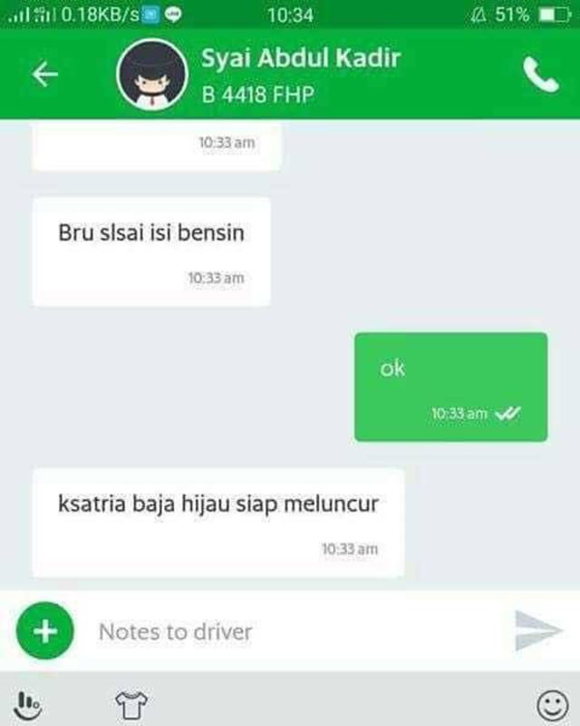 Chat dengan Driver Grab yang Bikin Ngakak Abis