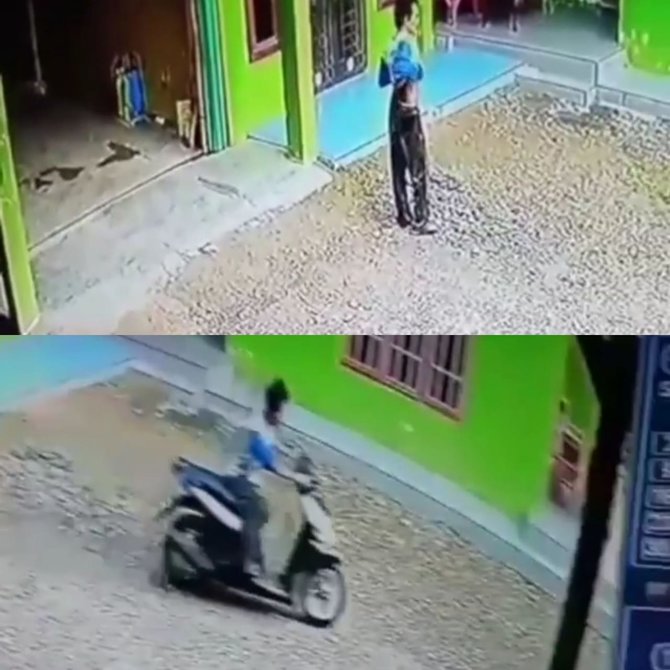 Pencuri sepeda motor terekam CCTV (Instagram/labura)
