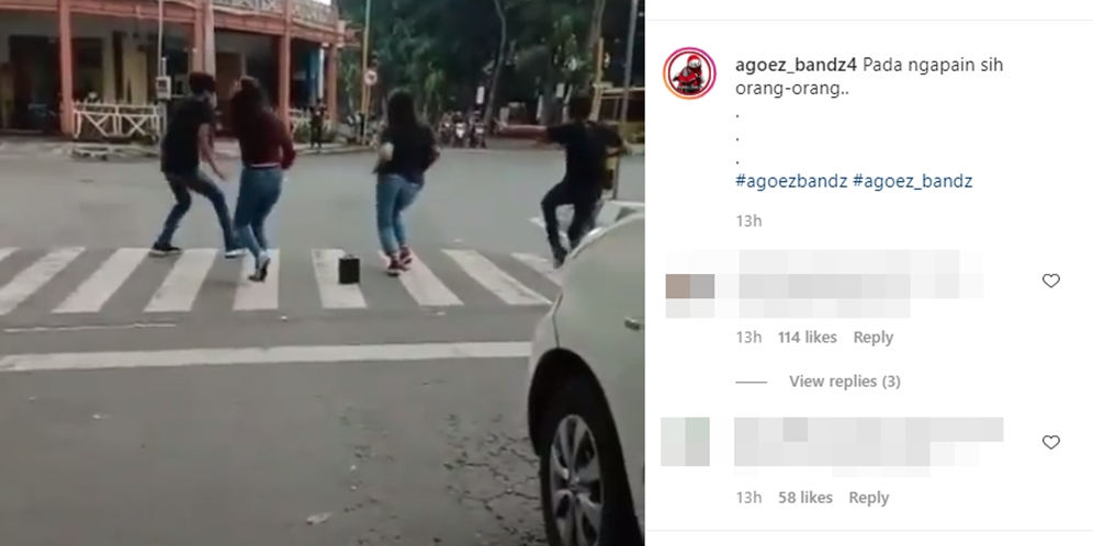 4 remaja joget di tengah jalan (Instagram/@agoez_bandz4)