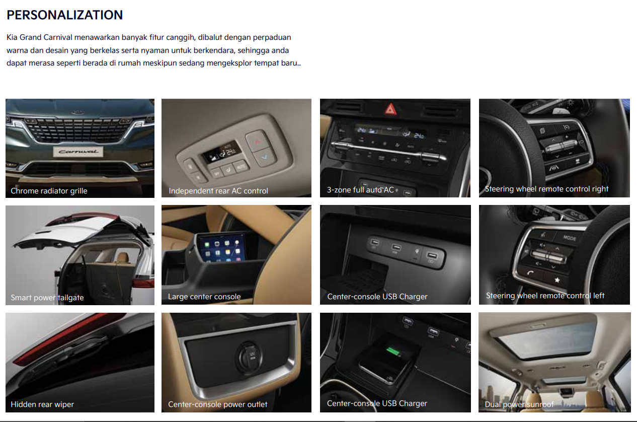 Fitur-fitur KIA Carnival (kia.com/id)