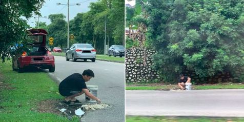 Tak Jauh Berbeda, Warga Malaysia Juga Tambal Jalan Berlubang Sendiri