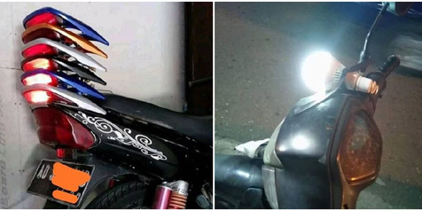 10 Modifikasi Nyeleneh Lampu Sepeda Motor Ini Bikin Ketawa