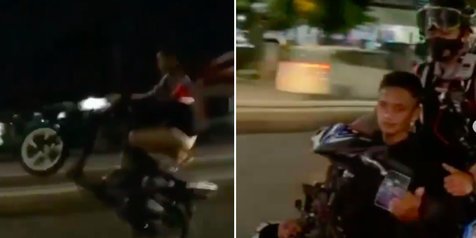 Asyik Wheelie di Jalan Raya, Pemuda Ini Berakhir Dibonceng Polisi