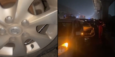Viral! Puluhan Mobil Pecah Ban di Jalan Tol Jakarta-Cikampek KM 39