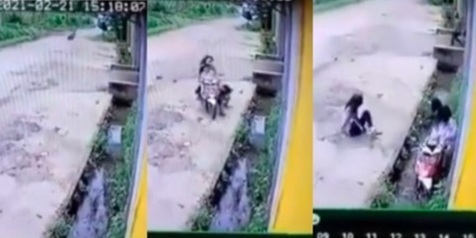 Viral Rekaman CCTV Remaja Perempuan Bonceng Tiga Sambil Ngebut, Berakhir di Selokan