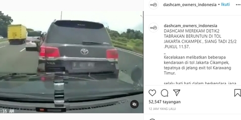 Detik-detik Kecelakaan Beruntun di Tol Jakarta-Cikampek, 7 Mobil Bertabrakan