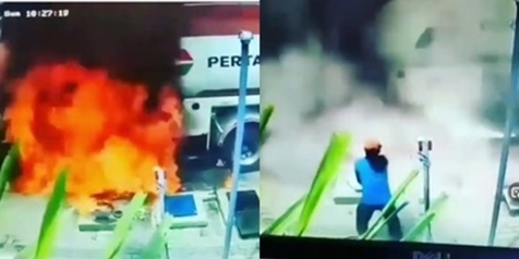Viral Video Aksi Heroik Seorang Pria Padamkan Truk BBM yang Terbakar