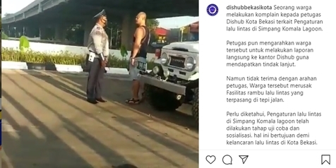 Viral Aksi Pria Rusak Rambu Lalu Lintas di Bekasi, Berakhir Minta Maaf