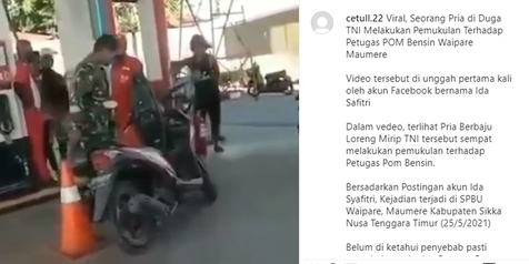 Viral Anggota TNI Pukul Petugas SPBU, Diduga Tak Mau Antre saat Isi Bensin