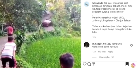 Detik-detik Mobil Pikap di Cianjur Tak Kuat Nanjak dan Masuk ke Jurang