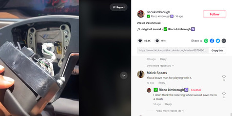 Viral, Beredar Video Airbag Tesla Gampang Copot