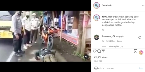 Detik-detik Polisi Diserempet Truk saat Menilang Pemotor di Pinggir Jalan