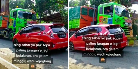 Viral Video Adu Banteng dengan Truk, Pengemudi Honda Jazz Kena Hujat Netizen