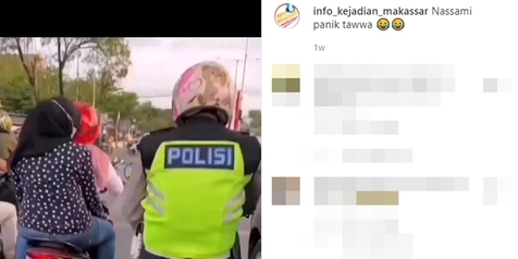 Pergoki Pemotor yang Langgar Aturan Lalu Lintas, Netizen Malah Salfok ke Helm Polisi