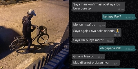 Bikin Terenyuh, Driver Ojol Ini Pakai Sepeda untuk Antar Obat Pesanan Konsumen