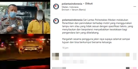 Polantas Medan Ciduk Fortuner Viral yang Pakai Lampu Strobo Menyilaukan