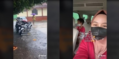 Demi Istri-Anak Tercinta, Seorang Pria Rela Tukar Kendaraan dan Hujan-hujanan