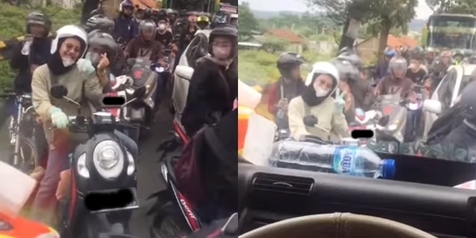 Pemotor dan Pemobil Ramai-ramai Ngeblong Bikin Macet Parah, Netizen Salfok ke Cewek yang Sok Asyik