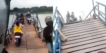 Pemotor lewati jembatan kayu (Instagram/@fakta.indo)