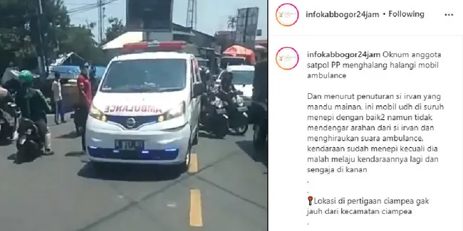Bukannya Menepi Oknum Anggota Satpol Pp Halangi Laju Ambulans Hingga Bikin Bumper Depan Lecet Otosia Com